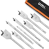 Amazon Brand - Umi 8tlg. Flachfräsbohrer-Set,152mm Länge mit 1/4' Sechskantschaft,Flache Bit Set für Holzbearbeitung