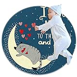 YATELI Runder Teppich,Fußmatten,Teppich,ich Liebe Dich bis zum Mond und zurück rutschfest für Schlafzimmer,Wohnzimmer,Kinder- oder B