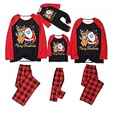 Familien-passendes Weihnachts-Pyjama-Set mit Rentier-Weihnachtsmann-Maske, Nachtwäsche, Pjs, Baby, Kinder, Mutter, Papa, rot (a), 46