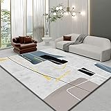 Teppich jugendzimmer Jungen blau Wohnzimmer Teppich blau Graffiti geometrisches Muster strapazierf?higer Teppich waschbar antirutsch für Teppich 140X200CM Teppich babyzimmer 4ft 7.1''X6ft 6.7''
