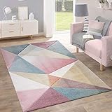 Paco Home Teppich Kurzflor Modern Trendig Pastell Geometrisches Design Inspiration Multi, Grösse:70x140