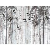 Fototapeten 396 x 280 cm Abstrakt Holzoptik | Vlies Wanddekoration Wohnzimmer Schlafzimmer | Deutsche Manufaktur | Schwarz Blau 9104012
