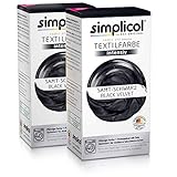 simplicol Textilfarbe intensiv (18 Farben), Samt Schwarz 1818 2er Pack: Einfaches Färben in der Waschmaschine, All-in-1 Komplettpackung