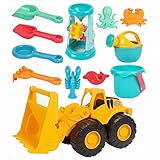11 PCS Strandspielzeug Set, Sandspielzeug Sandkasten Spielen Schloss Schaufeln Schaufeln Eimer Wasserrad Formen, Outdoor Strandspiele Spielzeug für Kinder Baby Kinder Kleink