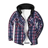 Seringlings Herren Karierthemd Warme Fleece Gefüttert Karohemd Modisch Kariertes Langarm Innenfutter Thermo Flanellhemd Holzfällerhemd Arbeitshemd Fleecefutter F