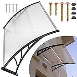 Vordach für Haustür, Haustürdach Haustür Pultvordach aus 5 mm Dicke Transparentes Polycarbonat und Aluminium Rahmen, Sonnenschutz Regenschutz Vordach für Garage Balkon Fenster Haus 120 x 93