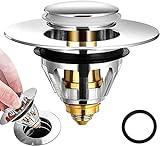 Edelstahl Universal Abflussfilter Bullet Core Push Typ Kein Überlauf Pop Up Waschbeckenstöpsel Waschbeckenstöpsel mit Korb für Küche und B