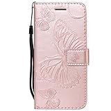 DENDICO Hülle für iPhone 6 / iPhone 6s, PU Leder Flip Brieftasche Handyhülle Schutzhülle mit Standfunktion und Kartenfach für iPhone 6 / iPhone 6s - Roség