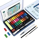 MIYA Aquarellfarben set von 36 Farben mit Pinselstift + Wassertankpinsel + Bleistift + 8 Aquarellpapier - Perfekt für Studenten, Kinder, Anfänger (Blau)