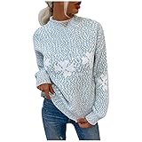 MARTINSHARK Winterpullover Damen Ugly Strickpullover Damen Weihnachtspullover Damen Strick Weihnachtsschneeflocken Halb Rollkragen Weihnachtsp