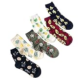 6 Paare Frauen Obst Socken Fun Crew Socken Neuheit Patterned Socken aus Baumwolle Banana Ananas Kirsche Lemon Avocado Söck