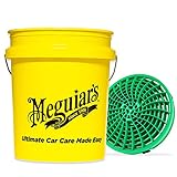 detailmate Autowäsche Set: Meguiars gelber Wasch Eimer 5 Gallonen (19 l) mit Detail Guardz Dirt Lock Wascheimereinsatz Grün für eine kratzerfreie Handw