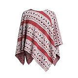 Poncho-Schal mit Rentier-Motiv, Einheitsgröße, aus Polyester, R