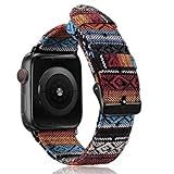 Stoffarmband Nylonarmband Stoff Nylon Armband für Apple Watch Ersatzarmband 38mm / 40mm für Series SE 6 5 4 3 2 1 bunt blau rot weiß Smart Watch B