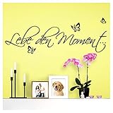 Wandaro Wandsticker Spruch Lebe den Moment | schwarz 80 x 28 cm | Wandaufkleber Flur Wandspruch Wohnzimmer Wandtattoo Aufkleber W3480