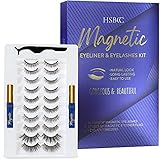 Magnetische Wimpern mit Eyeliner Set, 3D magnetische Wimpern Kit mit 10 Paaren wiederverwendbare falsche Wimpern natürlichen Look, Magnetic eyelashes, Pinzette und Eyeliner, einfach zu trag