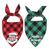 Weihnachts Hunde Bandana Kopftücher Hundehalstuch Dreieckstuch für Kleine, Mittelgroße und Große Hunde Katzen, 2 Stück