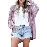 Herbst Und Winter Damen Casual Fashion V-Ausschnitt Einfarbig Hohl Langarm Pullover Lose Strickjacke D