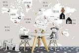 Benutzerdefinierte Wandbild Kinderzimmer Wand 3d Fototapete Handgemalte Tierweltkarte Bild Hintergrund 3d wallpaper-About_430 * 300cm_3_strip