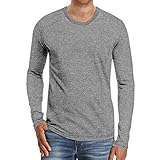 Herren Langarm Baumwolle Grandad Rundhals T-Shirt Regular Tee Top Herren Henley Langarm T-Shirts Rundhalsausschnitt Freizeithemden Tops Arbeitskleidung Langarm Henley T-Shirt Work Utility