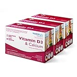 Vitamin D3 & Calcium Pulver hochdosiert I 3-Monats-Kur mit 90 Portionen I tägliches PLUS als Nahrungsergänzungsmittel fürs Immunsystem sowie starke Knochen & Zähne I vegan, laktose- & g