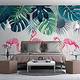 Nordische Frische Und Einfache Regenwald Bananenblatt Flamingo Gartenmauer Benutzerdefinierte Große Wandbild-Tapete-430 * 300 C