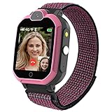 PTHTECHUS Smartwatch Kinder 4G, Wasserdicht Telefon Uhr für Kinder mit GPS WiFi Videoanruf Voice Chat Anruf SOS Musik Remote-Fotografie Touchscreen Kinderuhr für Jungen Mädchen (4G Pink)