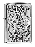 ZIPPO – Sturmfeuerzeug, Motorbike Motor, Emblem Attached, Street Chrome, nachfüllbar, in hochwertiger Geschenkbox