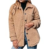 RKaixuni Damen Hemdjacke Verdickte Teddyjacke Fleecejacke Button Down Winterjacke Langarm Umlegekragen Outdoorjacke Steppjacke Trachtenjacke Blazerjacke Arbeitjacke Herb