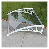 Vordach für Tür, transparent, Dach, Schuppen, Garten, Regen, Schnee, Traufendach, Tiefe 60/80/100 cm, Aluminium-Halterungen (Farbe: Transparent + Weiß, Größe: 80 x 100 cm)