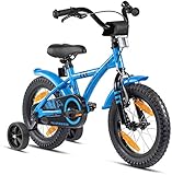 Prometheus Kinderfahrrad 14 Zoll Jungen mit Stützräder ab 3-4 Jahre Mädchen Rücktritt 14zoll BMX Modell 2021 in Blau Schw