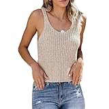 DOMBX Crop Tank Tops für Damen Sommerweste Lässig Spaghetti Yoga Strickweste Bluse Ärmellos Oberteile Frauen Sexy Einfarbig Rückenfrei Schlanke Passform Gestrickt Bequem Camisole Tunika T-Shirts H