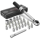 Handife Drehmomentschlüssel Fahrrad 1/4 Zoll, 5-25 Nm Drehmoment ±4% Hohe Präzision Doppelte Skala mit 21 Ratschenschlüssel Nuss, Drehmoment Reparatur T