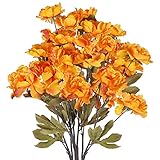 HUAESIN 3 Pcs Künstliche Blumen Herbst Pfingstrosen Kunstblumen Unechte Seide Blumen Deko Herbstblumen für Hochzeit Party Fest Zuhause Büro Vase Tischdeko Dekoration Orang