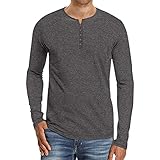 MENSU Herren Regular Fit Langarm T-Shirts Rundhals Button Down Einfarbiges Poloshirt Männer Herbst und Winter Formell Klassisch Leicht Schnell trocknend Pullover Weiche Baumwolle Polyester U