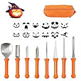 Kürbis-Schnitzset für Halloween, 20-teilig, stabile Edelstahl-Kürbis-Schnitzwerkzeuge mit exquisiter Schnitzvorlage für Kürbis-Dek