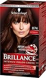 SCHWARZKOPF BRILLANCE Intensiv-Color-Creme 874 Samtbraun Stufe 3, mit extra Diamant-Glanz-Nachbehandlung, 3er Pack (3 x 143 ml)