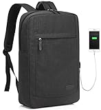 Business Laptop Rucksack für 43,2 cm Computer mit integriertem USB-Ladekabel leicht mit wasserdicht regen cover schwarz schw