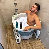 CRS Sitzbadewanne für Dusche & kleines Bad | faltbare Badewanne 78x78x65cm - mobile faltbare Badetonne für Erwachsene und Kinder / portable bathtub bathbuck