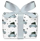 5er Set Weihnachts Geschenkpapier Bögen WEIHNACHTSAUTO TANNENBAUM BLAU Auto Weihnachten Weihnachtspapier. Gedruckt auf PEFC zertifiziertem Papier, 50 x 70