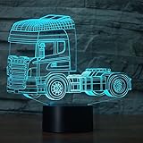3D-Nachtlicht Dekolicht Schwerer Truck Hunde-Motiv Illusions-Lampe mit 7 Farbwechseln LED mit Touch-Funktion USB-Tisch-Leuchte Geschenk für Kinder Spielzeug-Dekoration als Weihnachts Valentinstag