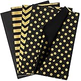 Ruisita 120 Stück Dunkles Rosegold Seidenpapier Geschenkpapier Bulk Metallic Tissue Packpapier für Geschenke Hochzeit Geburtstag Weihnachten Valentinstag 50 x 35 cm (Gold, Schwarz, 50 x 35 cm)