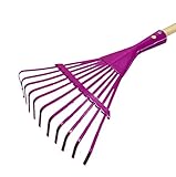 Land-Haus-Shop Kindergartengeräte 1 von 8, Kinder Garten Werkzeuge Geräte Schaufel, Besen, Rechen, Laubbesen, Harke, Grubber, Doppelhacke, Spaten, Metall mit Holzstiel (Rechen pink)