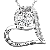 LOVORDS Damen Halskette Gravur 925 Sterling Silber Herz Kette Anhänger Geschenk für O