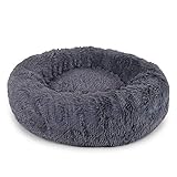 lionto by dibea Hundebett rund Hundekissen Hundesofa Katzenbett Donut (S) 40 cm Ø Dunkelg