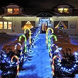 Zuckerstangen Festive LED Lichterkette - 4 Stück Weihnachten Beleuchtete Zuckerstangen Lichter Weihnachtsweg Marker, für Garten Dekoration, Gartenstecker Balkon Weihnachtsbeleuchtung Deko Auß