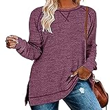 XPDD T-Shirt Damen Bluse Solide Tunika Langarm Tops Colorblock Langarmshirt Sweatshirt Gestreift Pullover Oberteile Frauen Casual Patchwork Bluse T-Shirt Tops Herbst Sport Shirts für Damen T