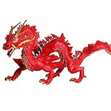 JOKFEICE Dinosaurier Spielzeug Realistische Chinesischen Drachen Tier Figuren Wissenschaft Projekt, Kuchen Topper, frühen Pädagogisches Spielzeug Geburtstag Weihnachten Geschenk für Kleinkinder(Rot)