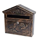 Old-Fashioned Courtyard Mailbox, Wandmontage-Zeitungsbox, Schmiedeeisen-Briefkasten Mit Schloss, Outdoor-Dekoration, Kupfer,R