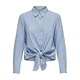 ONLY Damen Onllecey Stripe Knot Dnm Shirt Noos Bluse, Cloud Dancer, S EU